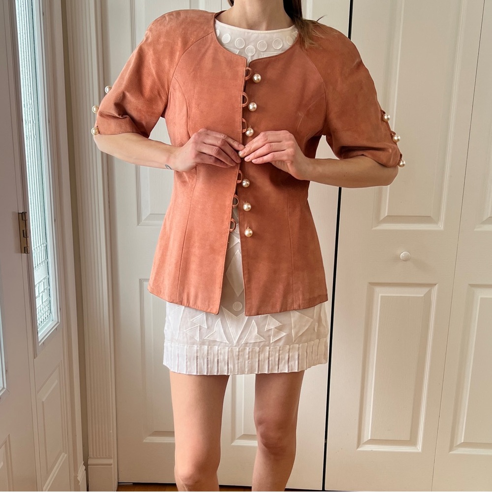 Danier Suede Pearl Button Blazer
